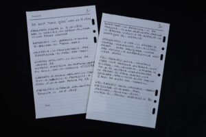 Due fogli con appunti autografi